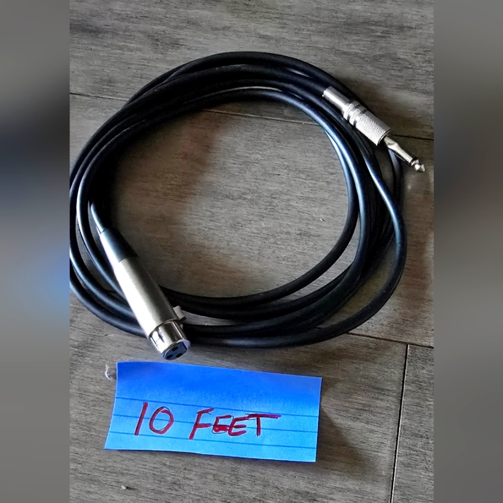 10 Feet Black Audio Cable 1/4" To XLR (FEMALE)